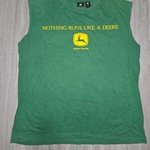 John Deere Sleeveless T-Shirt Men’s Size XL Green | “Nothing Runs Like a Deere”